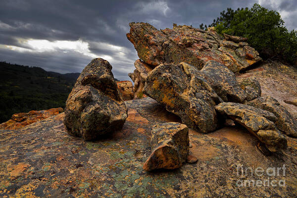 Sandstone Rocks Art Print featuring the photograph Rock/Storm by Barbara Schultheis