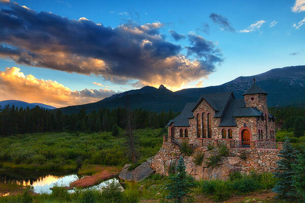 Church Art Print featuring the photograph Rocky Mountain Stone Church by Darren White