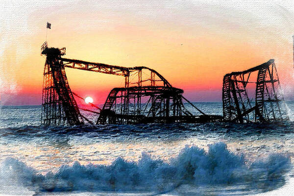 Painting Art Print featuring the painting Roller Coaster After Sandy by Tony Rubino