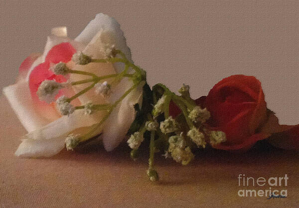 Roses Art Print featuring the mixed media Roses and Baby's Breath by Pharris Art