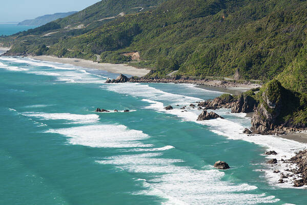 Scenics Art Print featuring the photograph Rough West Coast Of New Zealand by Paul Boyden - Polimo