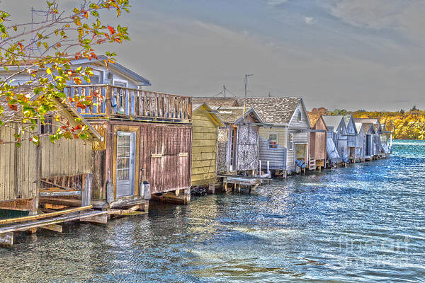 Boathouse Art Print featuring the photograph Row of Boathouses by William Norton