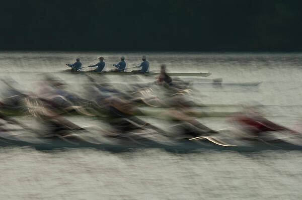 Bled Art Print featuring the photograph Rowing by Milan Malovrh