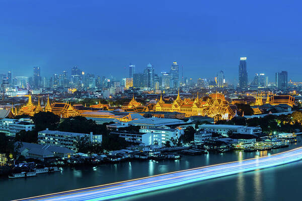 Clear Sky Art Print featuring the photograph Royal Palace, Bangkok City by Pornpisanu Poomdee