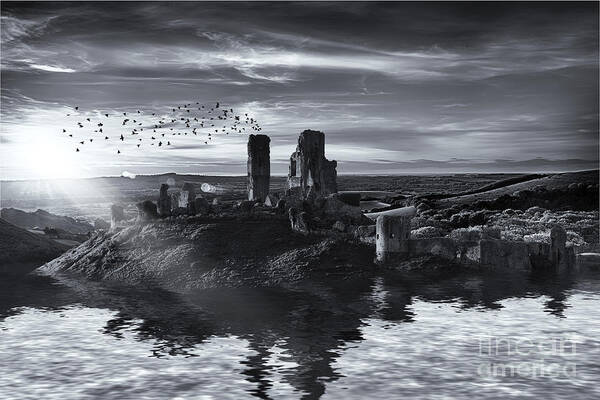 Landscape Art Print featuring the photograph Ruins on the water landscape by Simon Bratt
