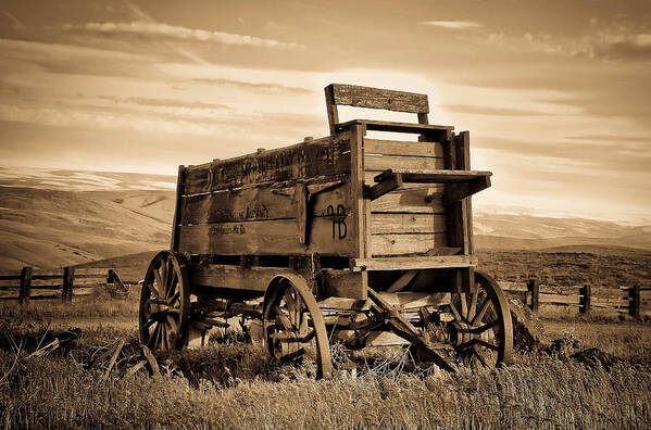 Covered Wagon Art Print featuring the photograph Rustic Covered Wagon by Athena Mckinzie