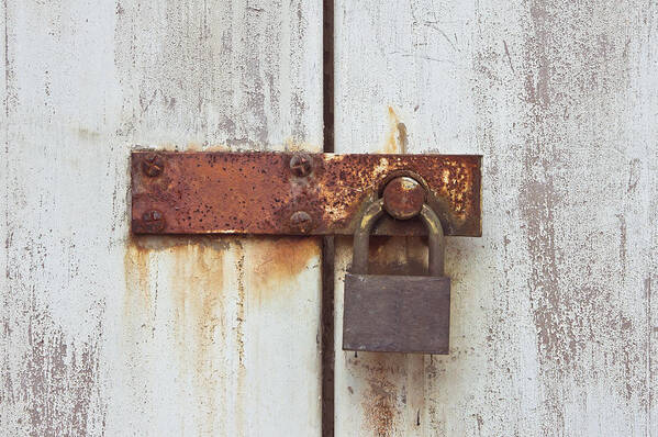 Aged Art Print featuring the photograph Rusty lock by Tom Gowanlock