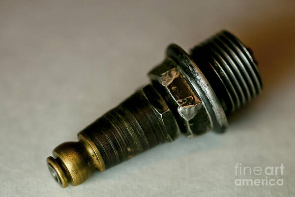 Motorcycle Spark Plugs Art Print featuring the photograph Rusty Old Spark Plugs by Wilma Birdwell