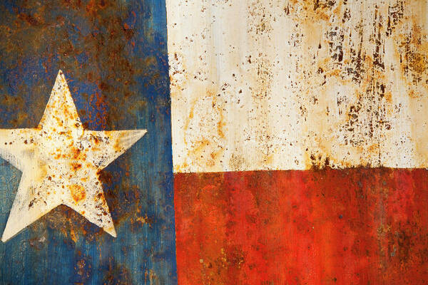 Texas Art Print featuring the photograph Rusty Texas Flag Rust And Metal Series by Mark Weaver