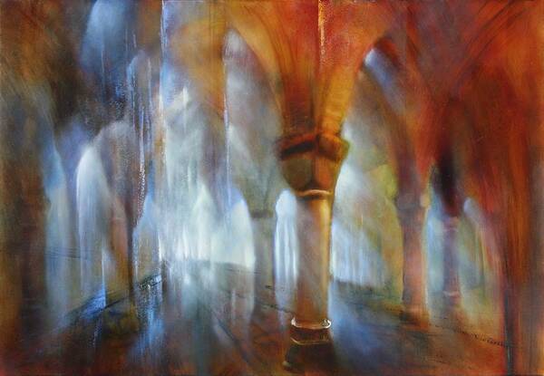 Urban Art Print featuring the painting Saeulenhalle by Annette Schmucker