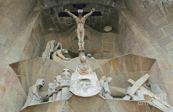 Sagrada Art Print featuring the photograph Sagrada Familia Crucifixion by David Birchall