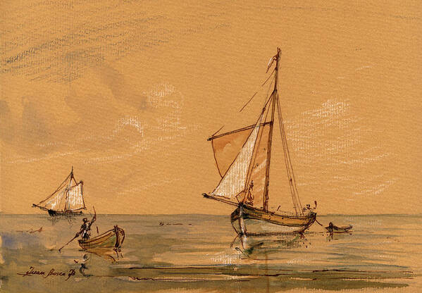 Sail Ship Art Print featuring the painting Sail ship by Juan Bosco
