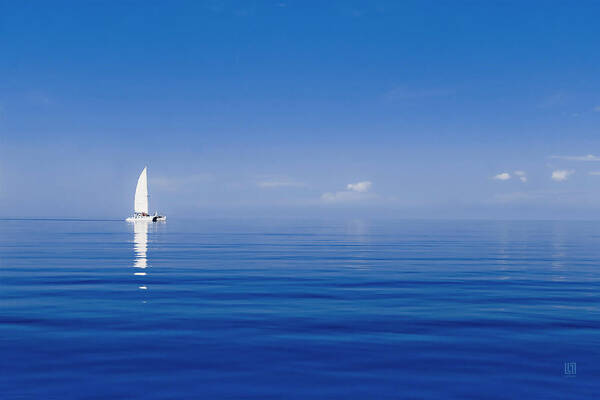 Blue Water Art Print featuring the photograph Sailing On the Horizon by Steven Llorca