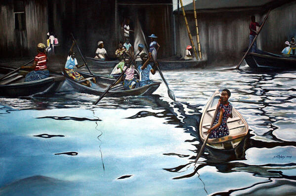 Blue Art Print featuring the painting Sailing Time by Olaoluwa Smith