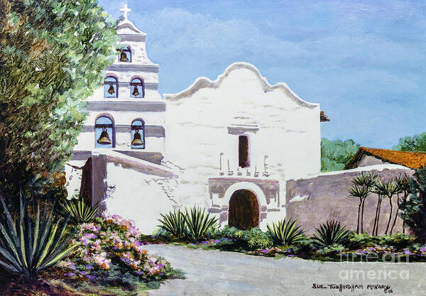San Diego Mission De Alcala Art Print featuring the painting San Diego Mission De Alcala by Glenn McNary