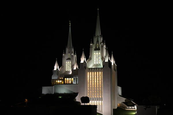 Temple Art Print featuring the photograph San Diego Mormon Temple at Night by Nathan Rupert