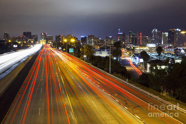 Long Exposure Art Print featuring the photograph San Diego Skyline by Bryan Mullennix