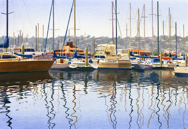 San Diego Art Print featuring the painting San Diego Yacht Club by Mary Helmreich