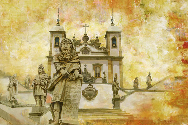 Brazilhistoric Town Of Ouro Pretohistoric Centre Of The Town Of Olindajesuit Missions Of The Guaranis: San Ignacio Mini Art Print featuring the painting Sanctuary of Bom Jesus do Congonhas by Catf
