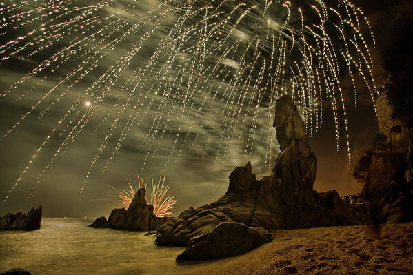 Fireworks Art Print featuring the photograph Sant Joan Feast 2 by Jordi Gallego