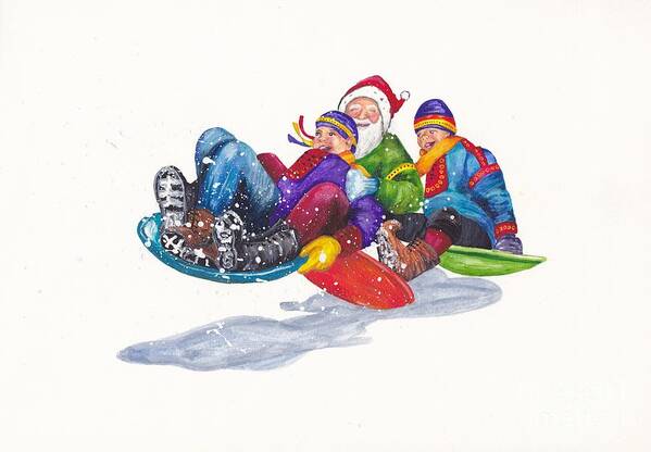 Santa Art Print featuring the painting Santa takes a break by Michelle Welles