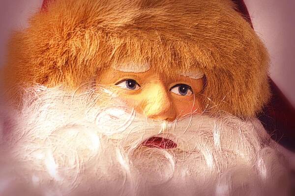 Christmas Art Print featuring the photograph Santa With Big Blue Eyes by Nadalyn Larsen