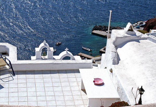 Deck Art Print featuring the photograph Santorini, Greece - Private Deck by Richard Krebs