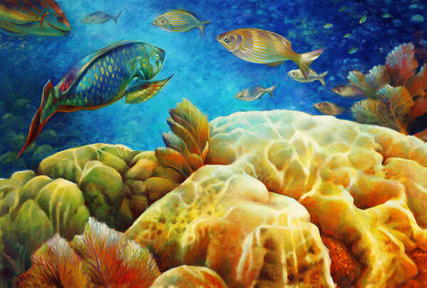  Landscape Art Print featuring the painting Sea eScape I -27x40 by Nancy Tilles