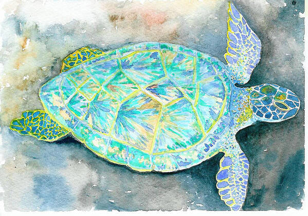 Sea Turtle Art Print featuring the painting Sea Turtle II by Anne Marie Brown