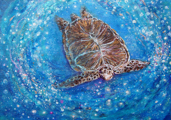 Sea Turtle Art Print featuring the painting Sea Turtle Mr. Longevity by Ashleigh Dyan Bayer