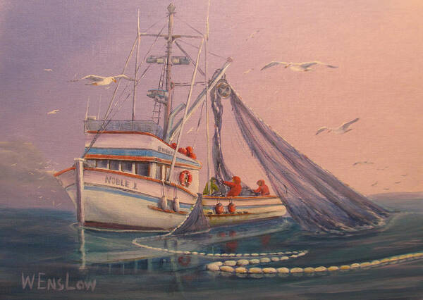 Coastal Art Print featuring the painting Seiner 1 by Wayne Enslow