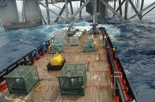 Oil Rig Art Print featuring the photograph Seismic testing at oil rig by Bradford Martin