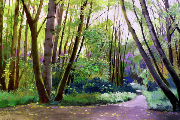 Trees Art Print featuring the painting September in Springbrook Park by Melody Cleary