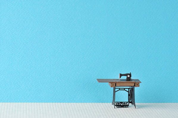 Manufacturing Equipment Art Print featuring the photograph Sewing Machine Table Model Made Of Paper by Yagi Studio