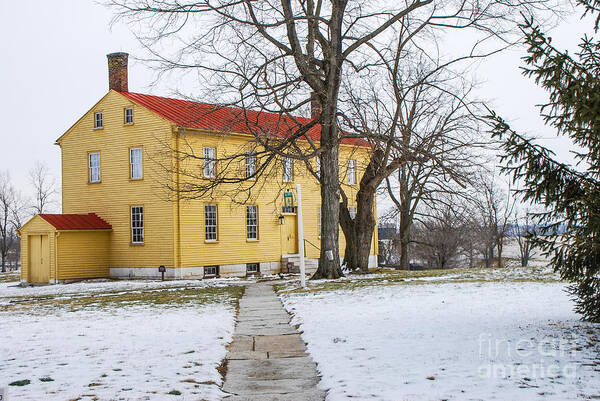Shaker House Art Print featuring the photograph Shaker House - Mustard by Mary Carol Story