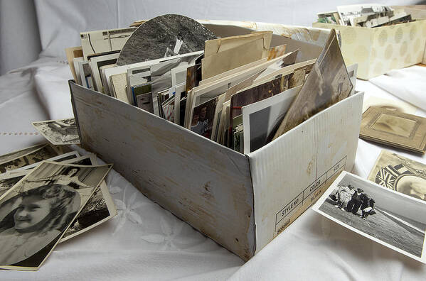 Shoe Box Art Print featuring the photograph Shoe box of old family photographs by Image Makers