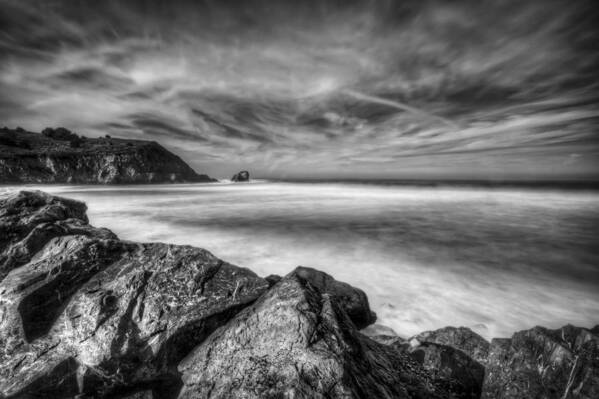 Jennifer Rondinelli Reilly Art Print featuring the photograph Silence in Black and White - Rockaway Beach Pacifica California by Jennifer Rondinelli Reilly - Fine Art Photography