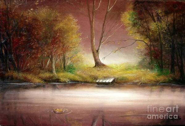 Autumn Art Print featuring the painting Silence by Sorin Apostolescu