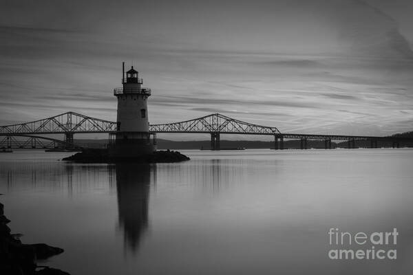 Ny Art Print featuring the photograph Sleepy Hollow Lighthouse BW by Michael Ver Sprill