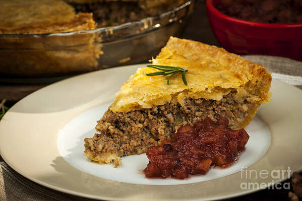 Meat Pie Art Print featuring the photograph Slice of meat pie Tourtiere by Elena Elisseeva