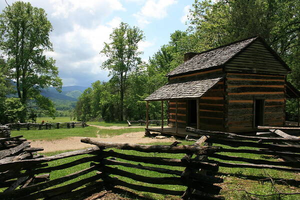 Smoky Art Print featuring the photograph Smoky Mountain Cabin by Marty Fancy