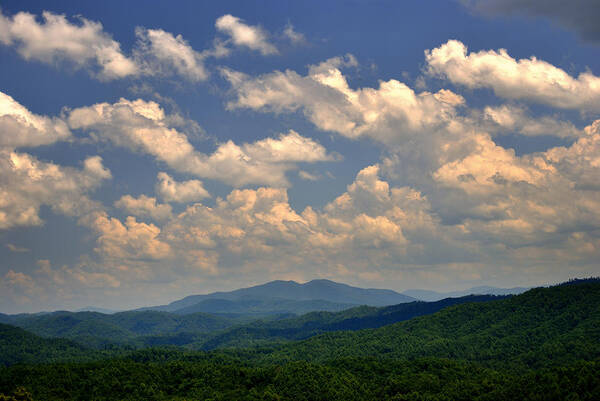 Mountains Art Print featuring the photograph Smoky Peaks and Sky by George Taylor
