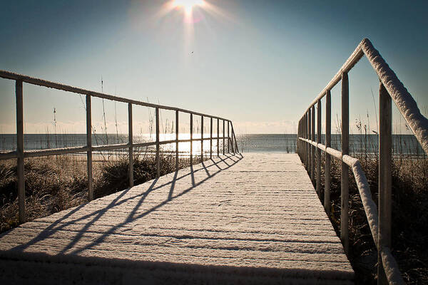 Myrtle Beach State Park Art Print featuring the photograph Snow at the beach by Jessica Brown