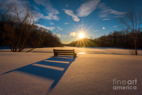 Michael Ver Sprill Art Print featuring the photograph Snowy Bench by Michael Ver Sprill