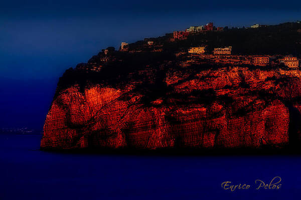 Pompei Art Print featuring the photograph SORRENTO Coast by night by Enrico Pelos