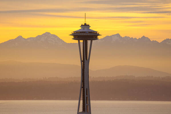 Space Needle Art Print featuring the photograph Space Needle at Sunset by Matt McDonald