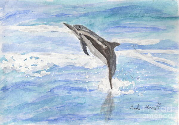 Impressionism Art Print featuring the painting Spinner Dolphin by Pamela Meredith