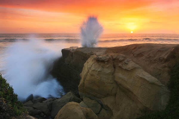 Landscape Art Print featuring the photograph Splash Sunset by Scott Cunningham