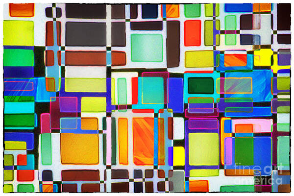 Abstract Art Print featuring the photograph Stained Glass Window Multi-Colored Abstract by Natalie Kinnear