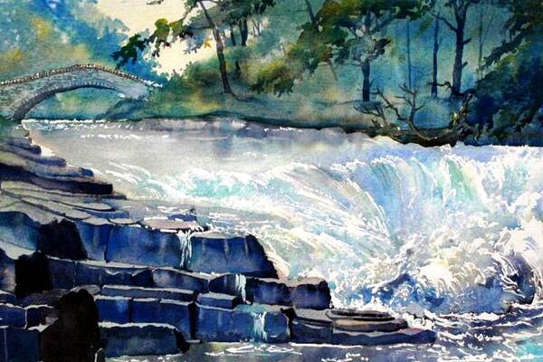 Landscape Art Print featuring the painting Stainforth Foss by Glenn Marshall